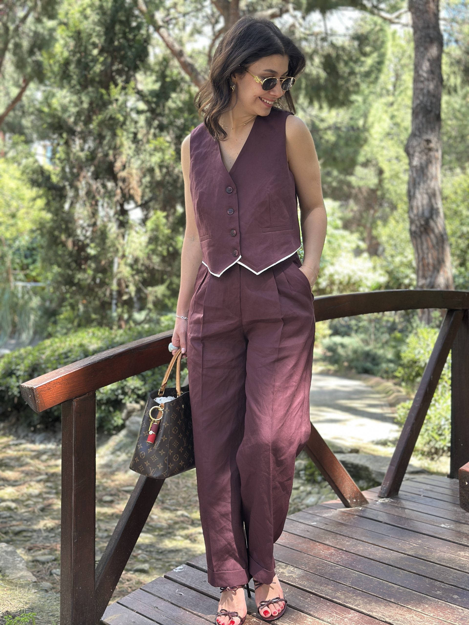 Bordo Keten Takım - Görsel 5