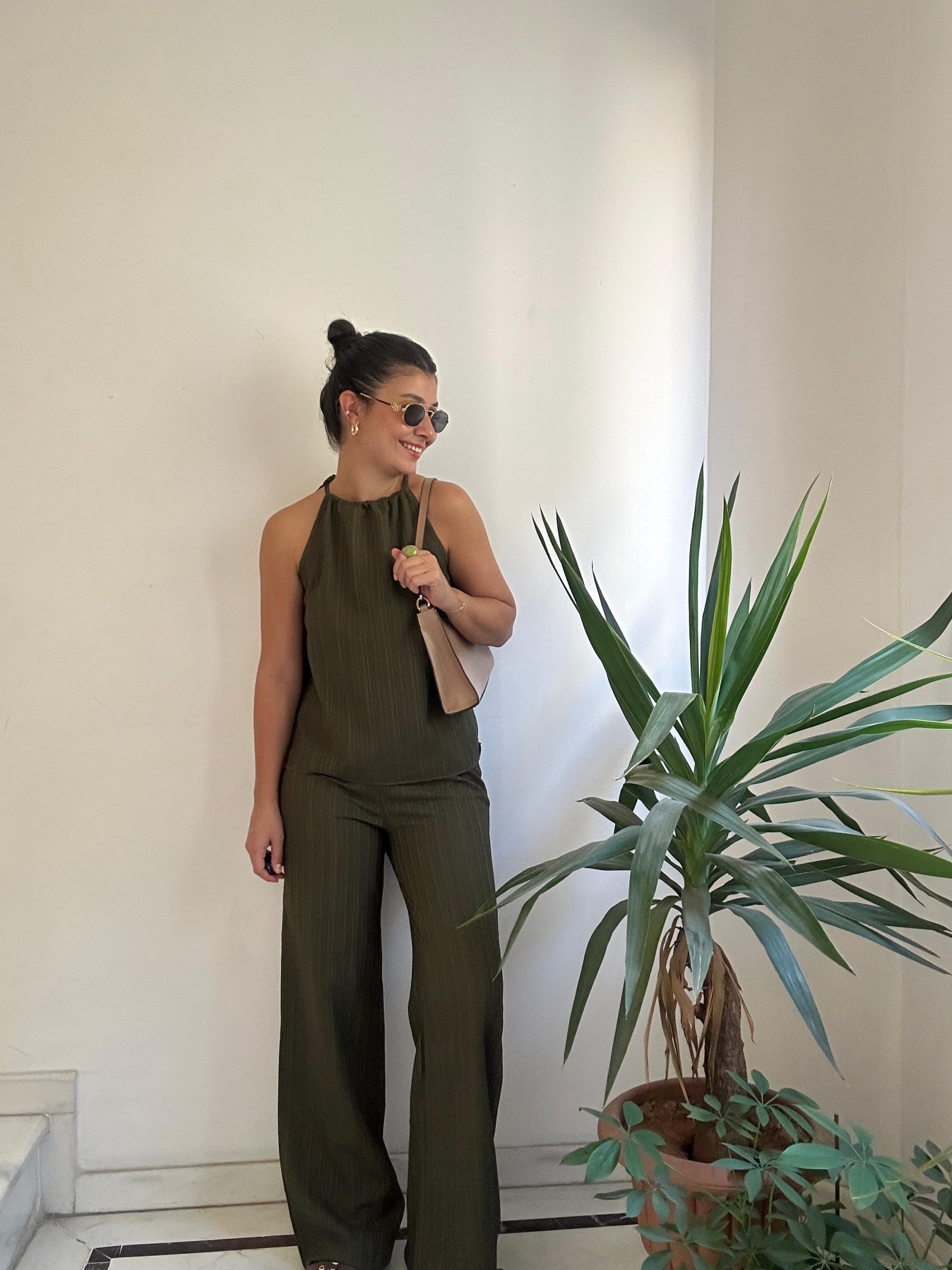 Haki Halter Yaka Takım