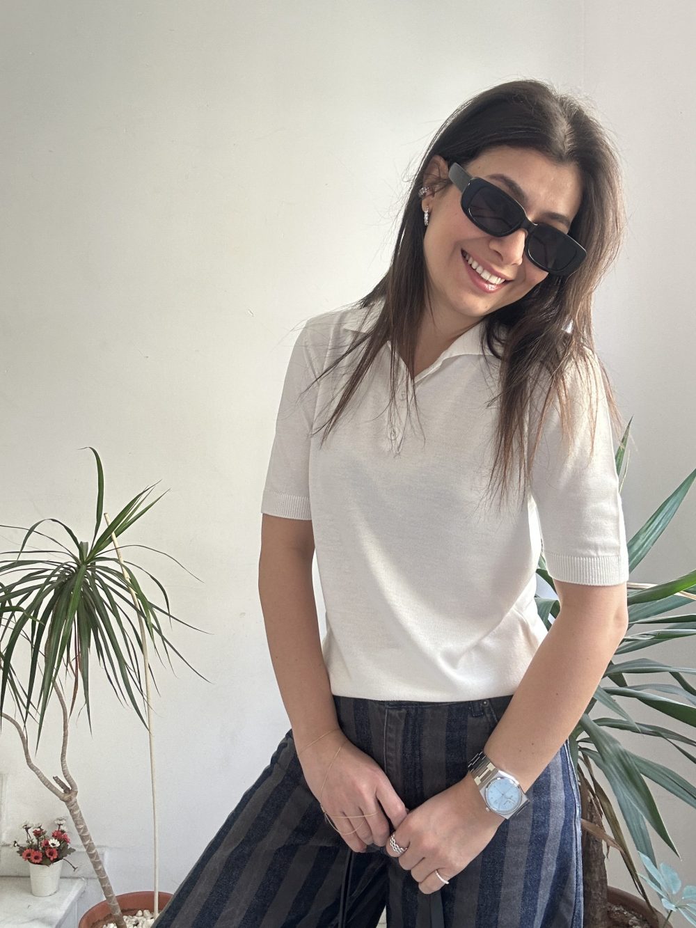 Beyaz Polo Yaka Tişört