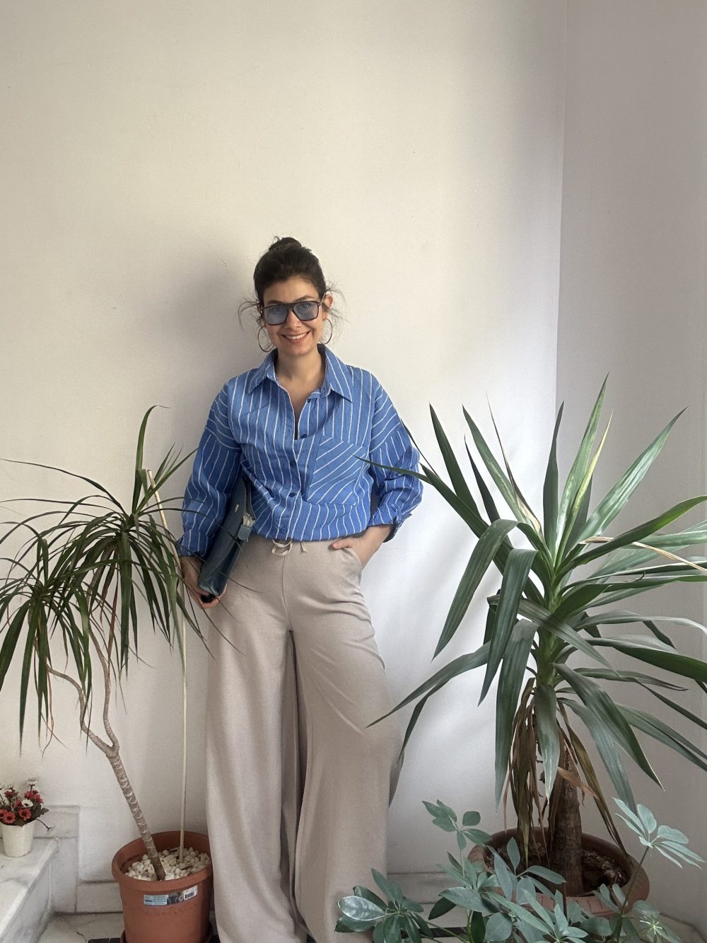 Taş Rengi Geniş Paça Pantolon