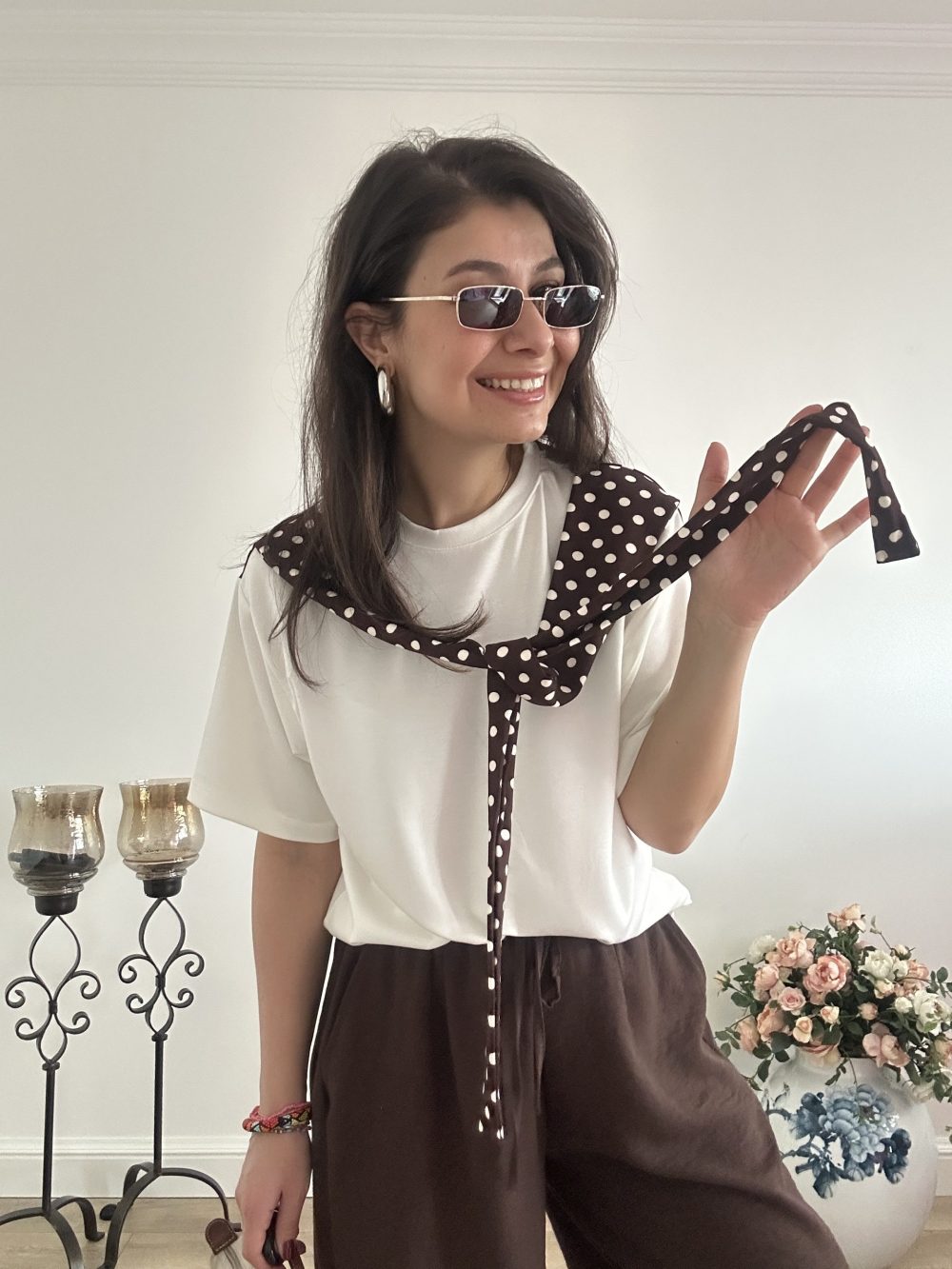 Puantiye Şallı Tişört